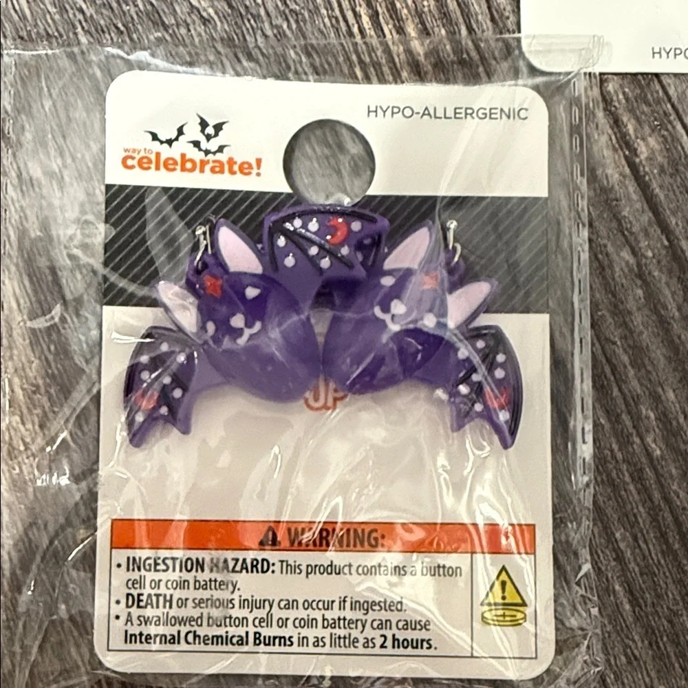 3 Halloween Earrings Set - Black,Purple and white